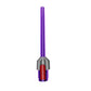 Vertical view of purple LED crevice tool with gray housing and red button