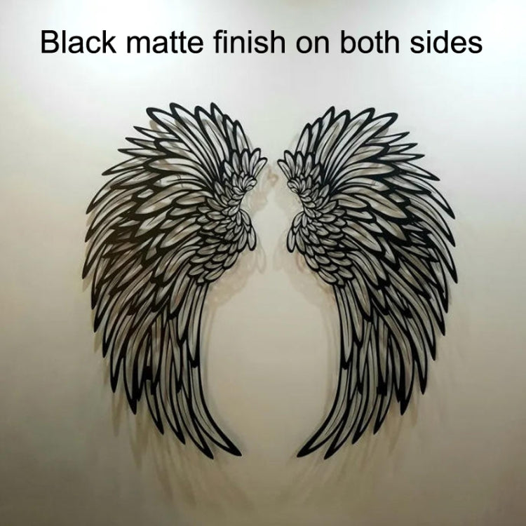 Black matte engraved metal angel wing wall hanging pair, curved design, no lights