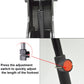 Black bicycle foot support leg with red adjustment knob and coiled spring