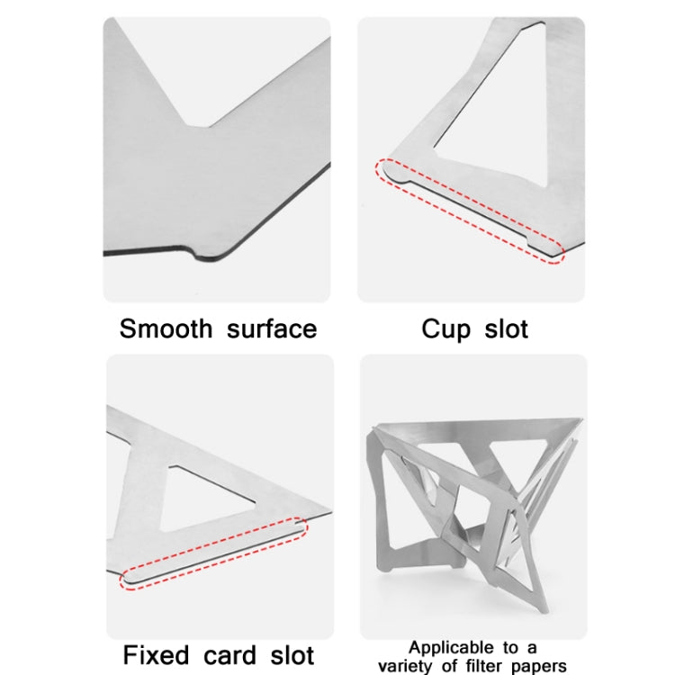 Stainless steel folding filter holder with cup slot, smooth edge, fixed card slots