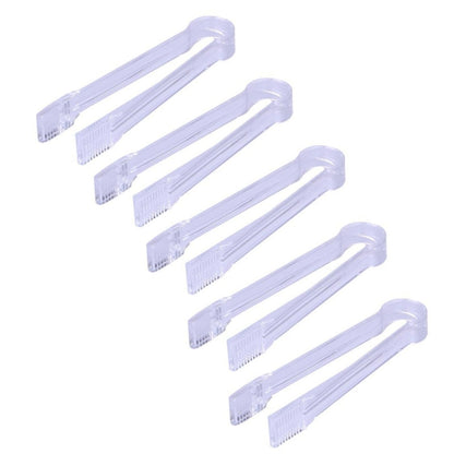 Clear plastic bar ice holder set of 5, with prong-like tongs for ice