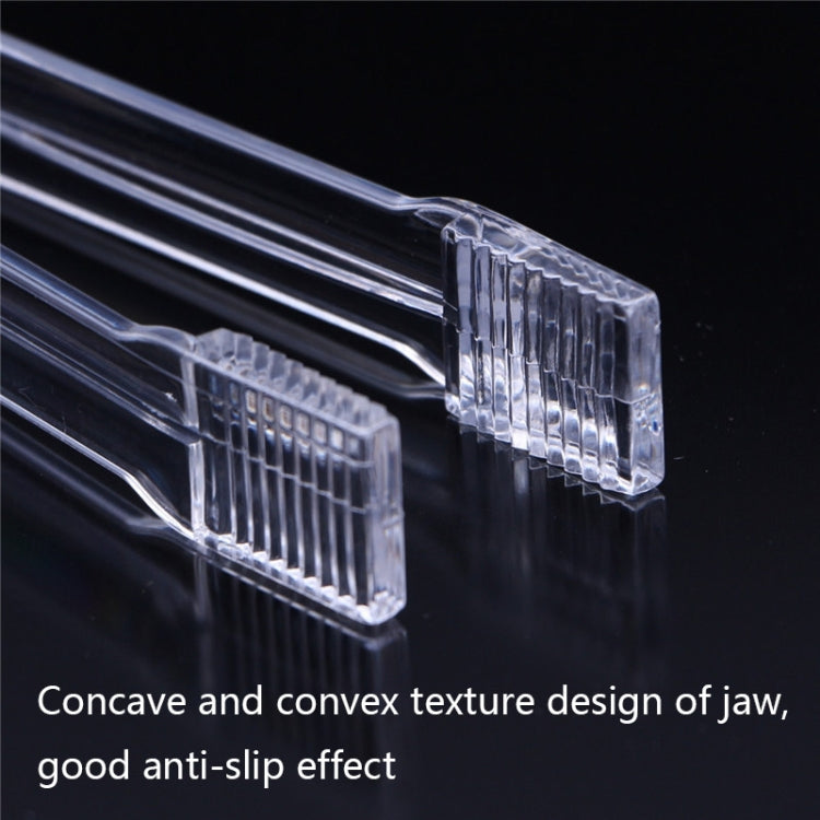 Clear plastic ice holder tongs with textured grip ridges for anti-slip