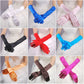 Long satin gloves in assorted colors, shown folded at the wrists