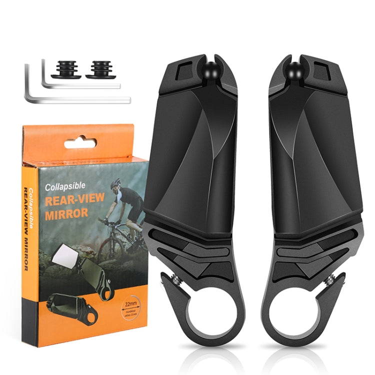 Folding bicycle handlebar rear-view mirror kit, black mirror with mounting hardware and box