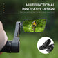 Bicycle handlebar rear-view mirror with rider reflection in rectangular glass, black mount