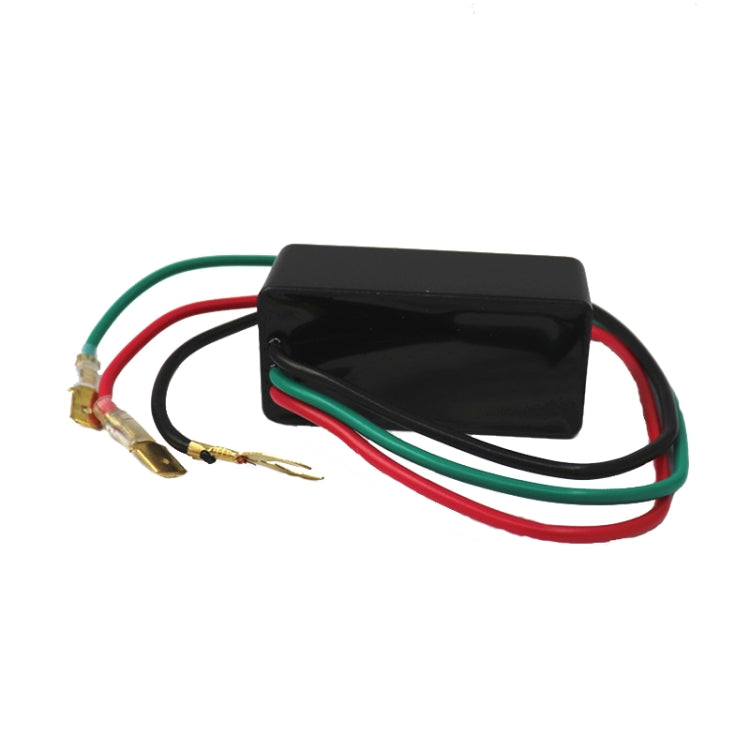 LED flasher relay module with black housing and pre-attached wire connectors