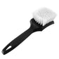 White bristle tire and upholstery cleaning brush with ergonomic handle and loop grip