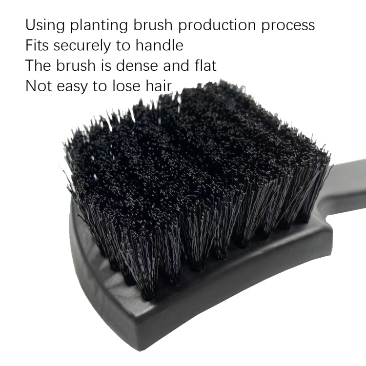 Flat black bristle cleaning brush head on a sturdy base for tire and upholstery