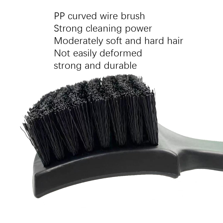 Curved black bristle cleaning brush head with PP wire bristles on a flexible base