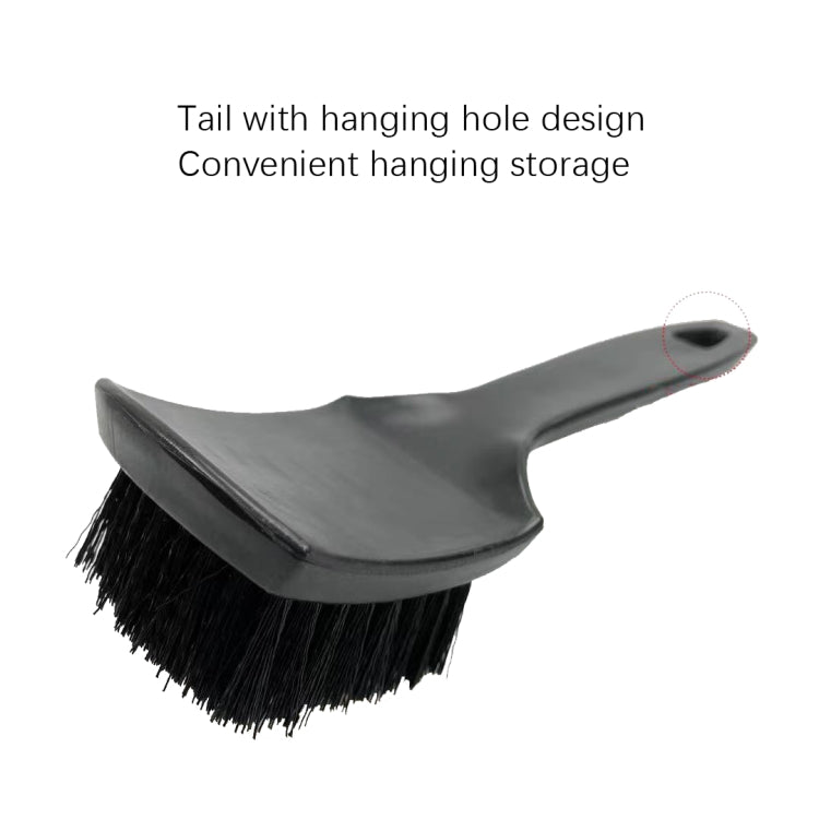 Black bristle cleaning brush with curved head and hanging hole handle