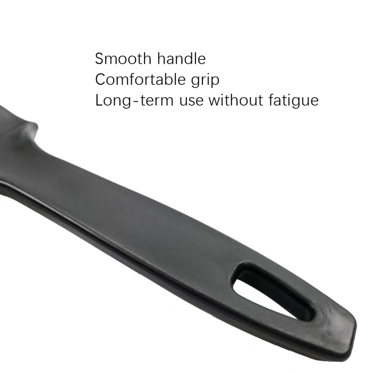 Smooth black handle with comfortable grip and oval hang hole cleaning brush