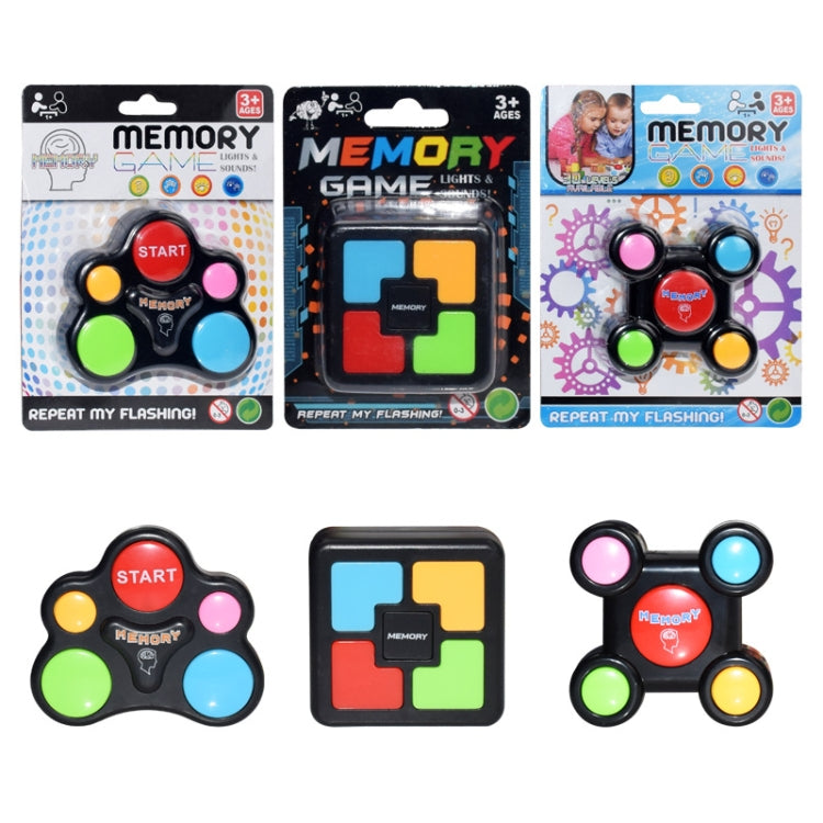 Memory game toy blister packs featuring handheld controllers and a cube puzzle