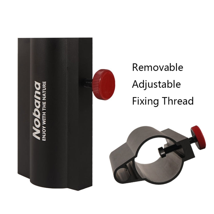 Black canopy pole holder with removable adjustable fixing thread and red knob
