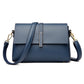 Blue small square single-shoulder messenger bag with front flap and magnetic closure