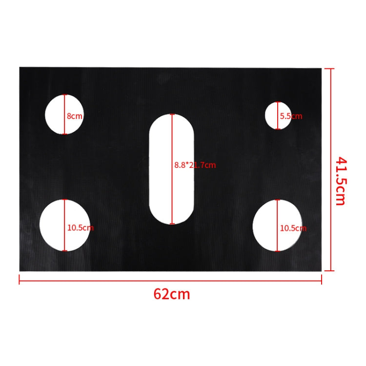 Black 5-hole stove cover pad sized 62cm x 41.5cm with oval burner cutouts