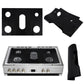 Black 5-hole stove cover pad with five oval cutouts, shown with folded spare pieces