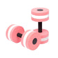 Pink and white floating EVA foam dumbbells with black center handles, 1 pair