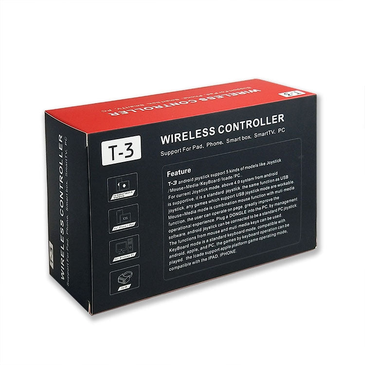 Wireless controller box side with T-3 label and feature text panel