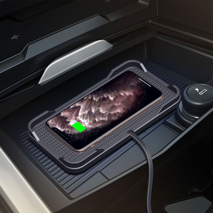 Car wireless phone charger pad, dark gray non-slip surface with green status light