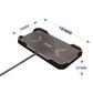 Wireless charger pad with textured anti-slip grips and attached cable, dark gray
