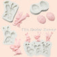 Easter bunny silicone chocolate mold set with bunny and egg cavities and pink molded pieces