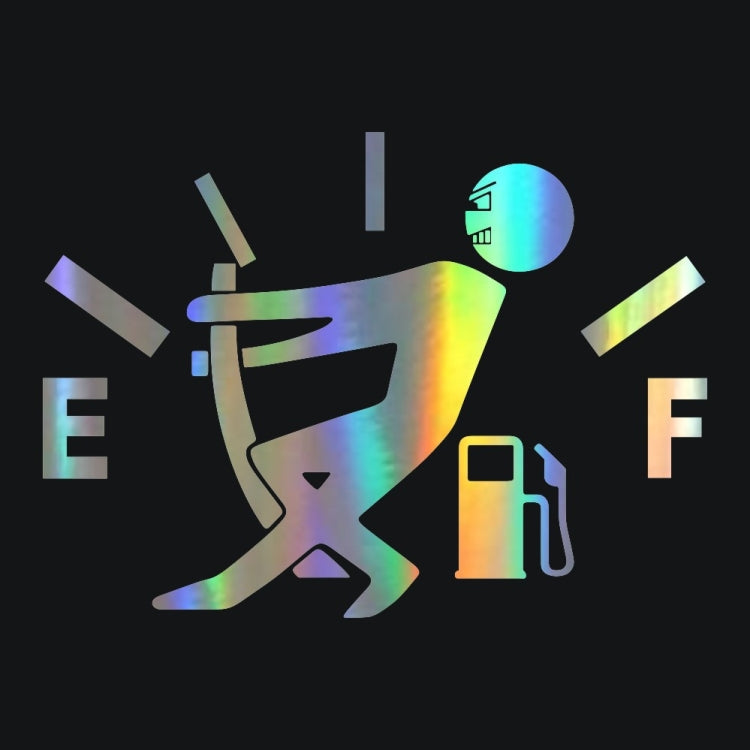 Colorful reflective fuel gauge icon car sticker with fuel pump and arrows design