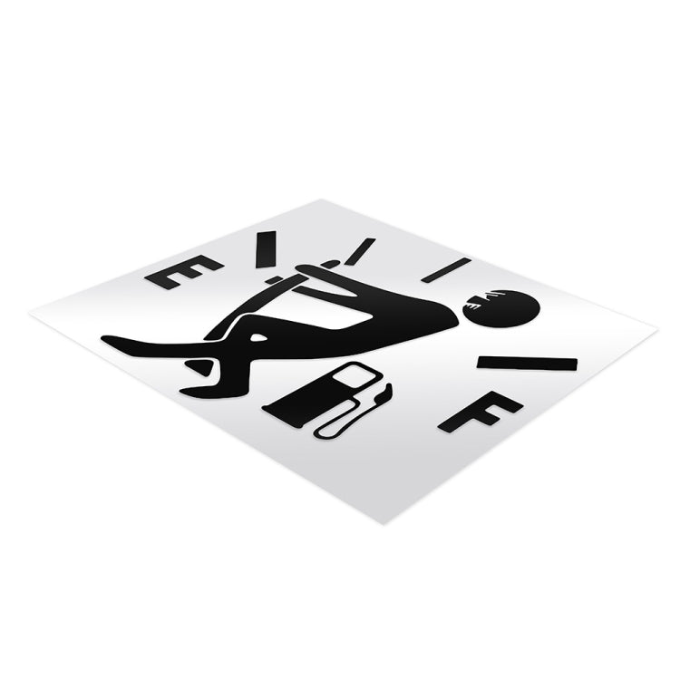 Sheet of black reflective fuel gauge icon car stickers with fuel pump and arrow accents
