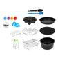 13-piece air fryer baking accessories set with silicone cones, pan, racks, tools, and mesh mat