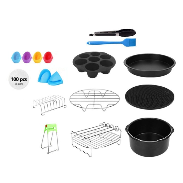 13-piece air fryer baking accessories set with silicone cones, pan, racks, tools, and mesh mat