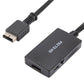 PS2 to HDMI converter with HDMI port and ventilation slots, showing connected cables