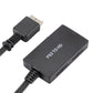 PS2 to HDMI converter with USB power plug and HDMI port on black housing