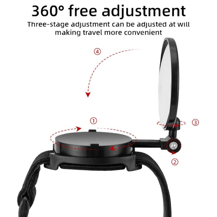 360° rotating bicycle rearview mirror with wrist strap and multi-angle adjustable mount