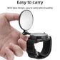 Bicycle rearview mirror with black wrist strap, held in hand for easy portability
