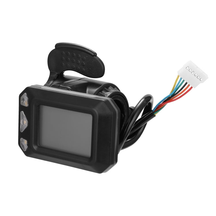 Black scooter LCD display control housing with mounted bracket and attached cable