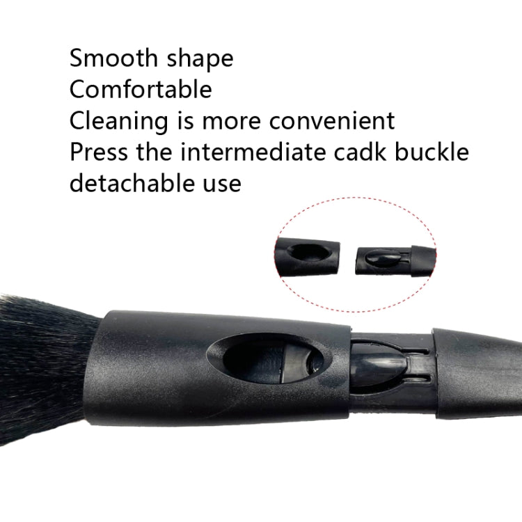 Detachable connector on detailing brush handle with soft bristle head