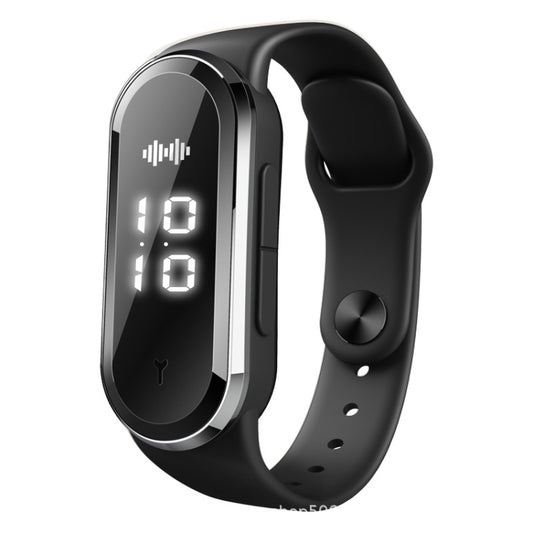 Black silicone ultrasonic mosquito repellent bracelet with OLED step, clock, and temperature display