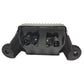 Black motorcycle rectifier with two electrical ports and dual mounting tabs