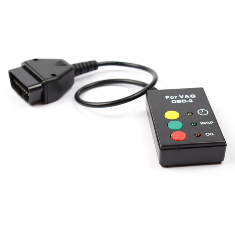 VAG OBD2 maintenance lamp reset tool with long cable and OBD-II plug connector