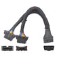 Braided 16-pin OBD2 Y-split extension cable with three connector ends