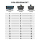 16-pin OBDII connector pin assignment diagram for male and female housings