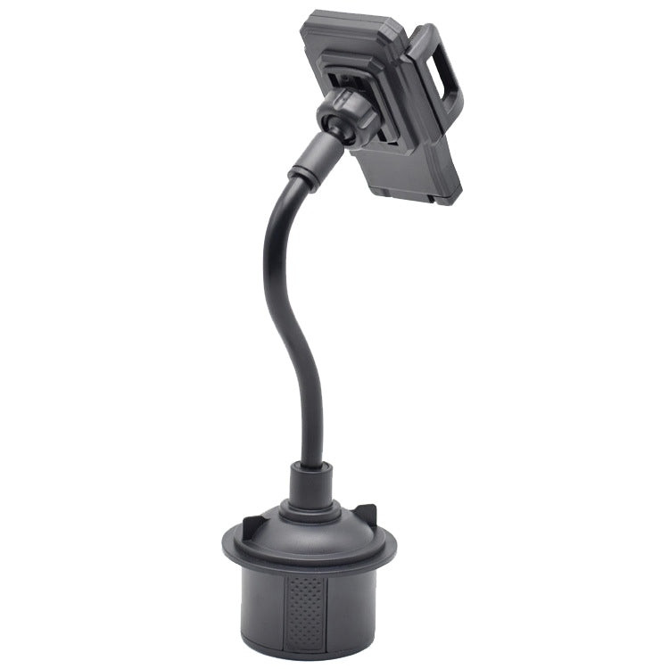 Universal phone mount with long flexible hose and textured cup base, dark gray
