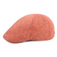 Rust orange burlap retro beret cap with textured weave and curved crown