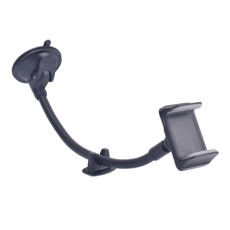 Gray-blue suction cup phone holder with flexible neck and dual clamp arms