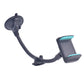 Black suction cup phone holder with flexible neck and teal-accent dual clamp arms