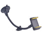 Black suction cup phone holder with flexible neck and yellow-accent dual clamp arms