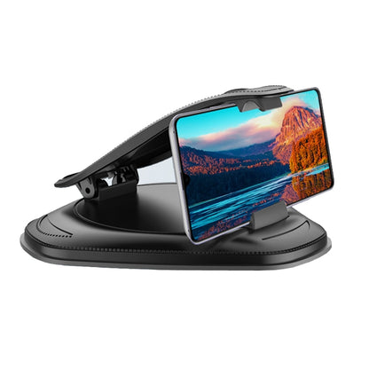 Black suction cup car phone holder with tilting cradle for mobile devices