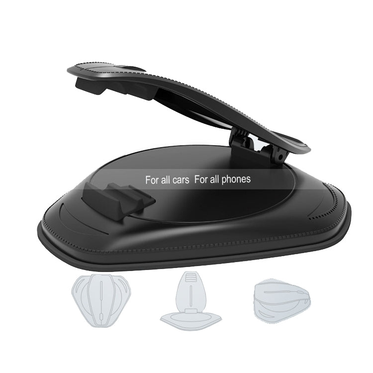 Black universal car phone holder base with foldable cradle accessory mount