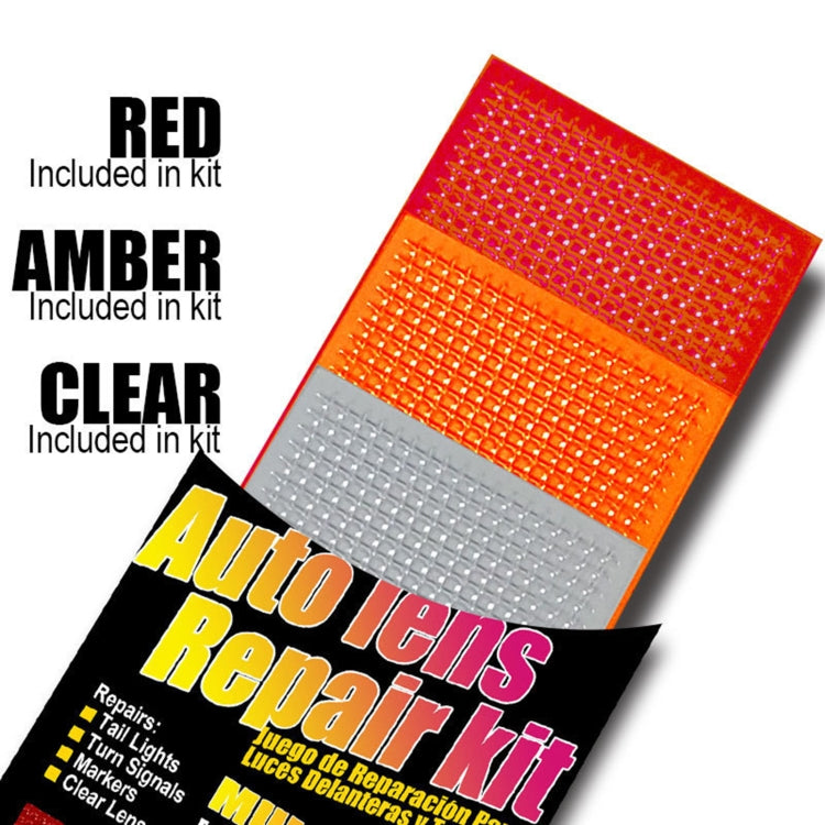 Auto lens repair kit patches: red, amber, and clear included