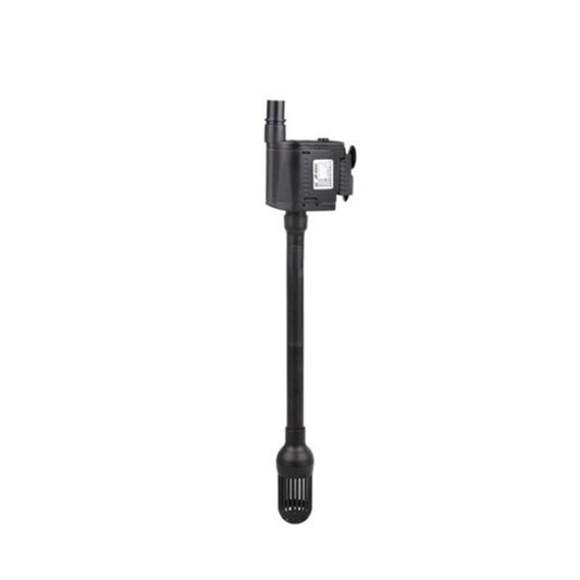 Fish tank oxygenation pump with black tube and bottom intake strainer