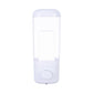 Wall-mounted manual soap dispenser with clear refill chamber and front push button